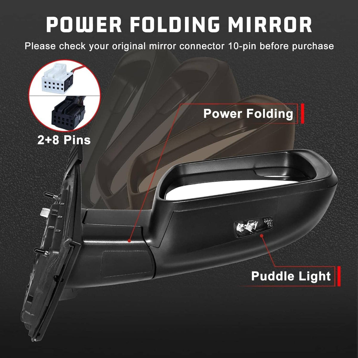 Solidspare Heated Mirror w/Power Fold Signal Light Right For 2019-2024 Ram 1500 68276500AH