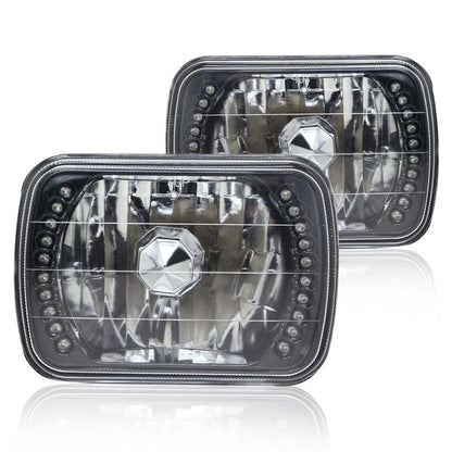 For 1984-1995 Isuzu Pickup PAIR 5x7" 7x6" inch LED Blue Headlights Lens Clear