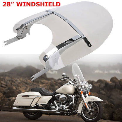 Solidspare Fit for 1994-2024 Harley Touring Road King Clear Windshield W/Bracket Detachable