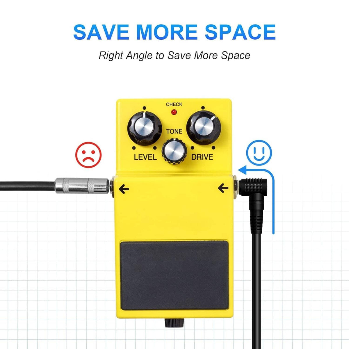 Solid Spare 6PCS Patch Cables for Electric Guitar OFC Pedal Board Wire Cords 1/4 Right Angle