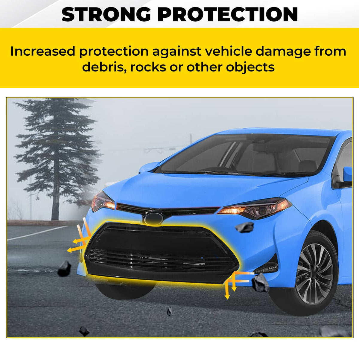Solid Spare For 2017 2018 2019 Toyota Corolla L LE XLE Front Bumper Lower Grille Black Grill