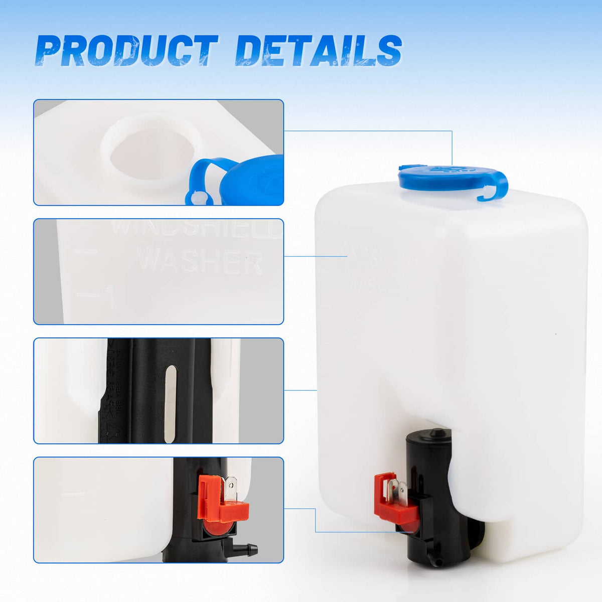 Solidspare 12V Windshield Washer Pump Reservoir Kit Fluid Tank Bottle Universal UTV ATV