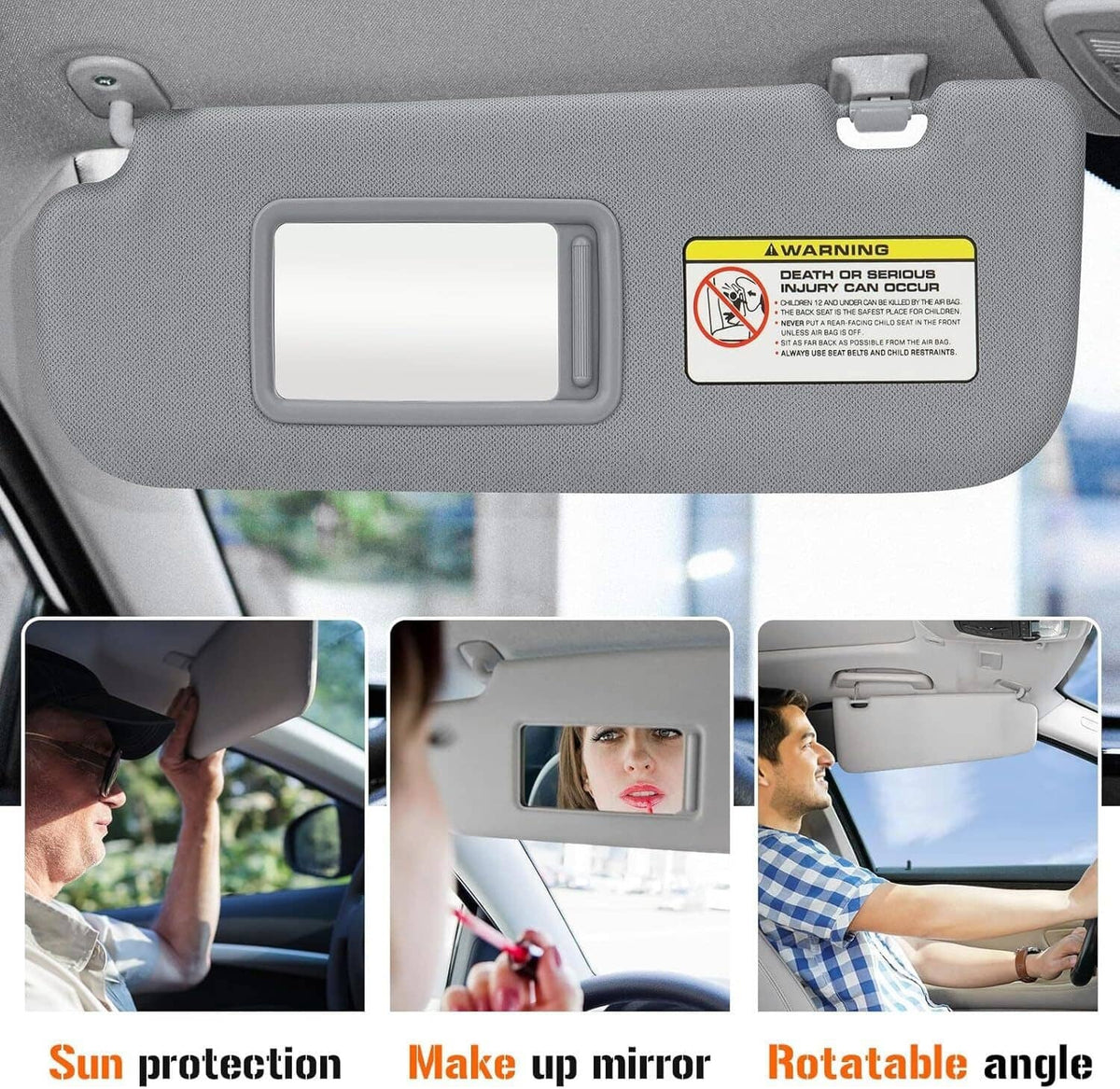 Solidspare Pair Driver & Passenger Side Sun Visor w/mirror For Hyundai Veloster 2012-2015