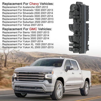 Solidspare Left Driver Door Window Switch Panel Control For 2007-14 Chevrolet GMC Cadillac
