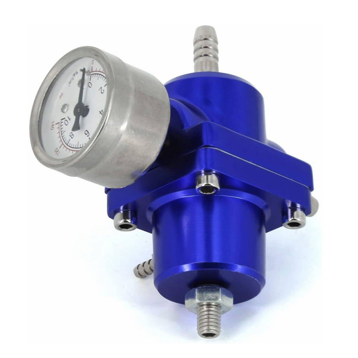 Solidspare Aluminum Adjustable Fuel Pressure Regulator + Gauge+ Fitting Kit Blue Universal