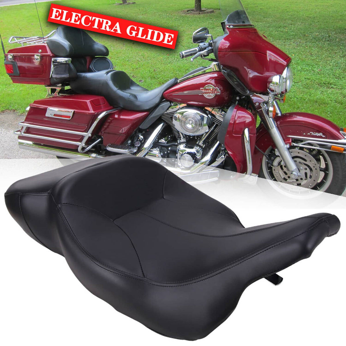 Solidspare Motorcycle One-Piece Driver & Passenger Seat For Harley Electra Glide 1997-2007