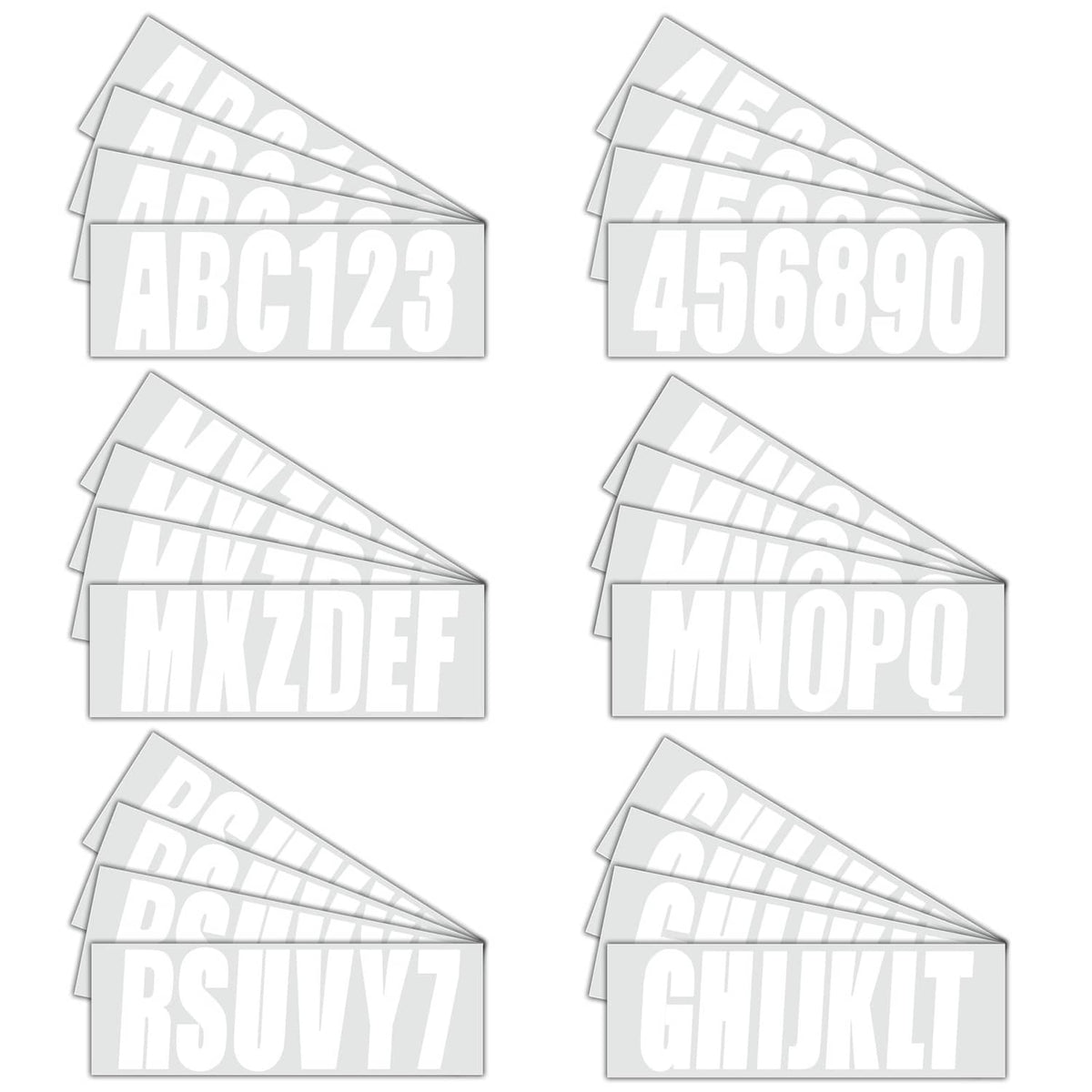 Solid Spare White Decal 4 Sets of A-Z & 0-9 For Boat Letters & Numbers Registration Stickers