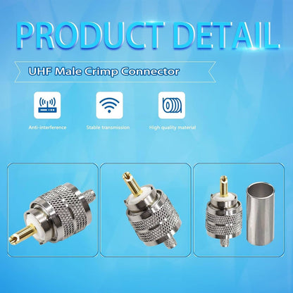 Solid Spare 10pcs SL16 male UHF-J-3M connector with SYV50-3/RG58 RF copper shaft all copper