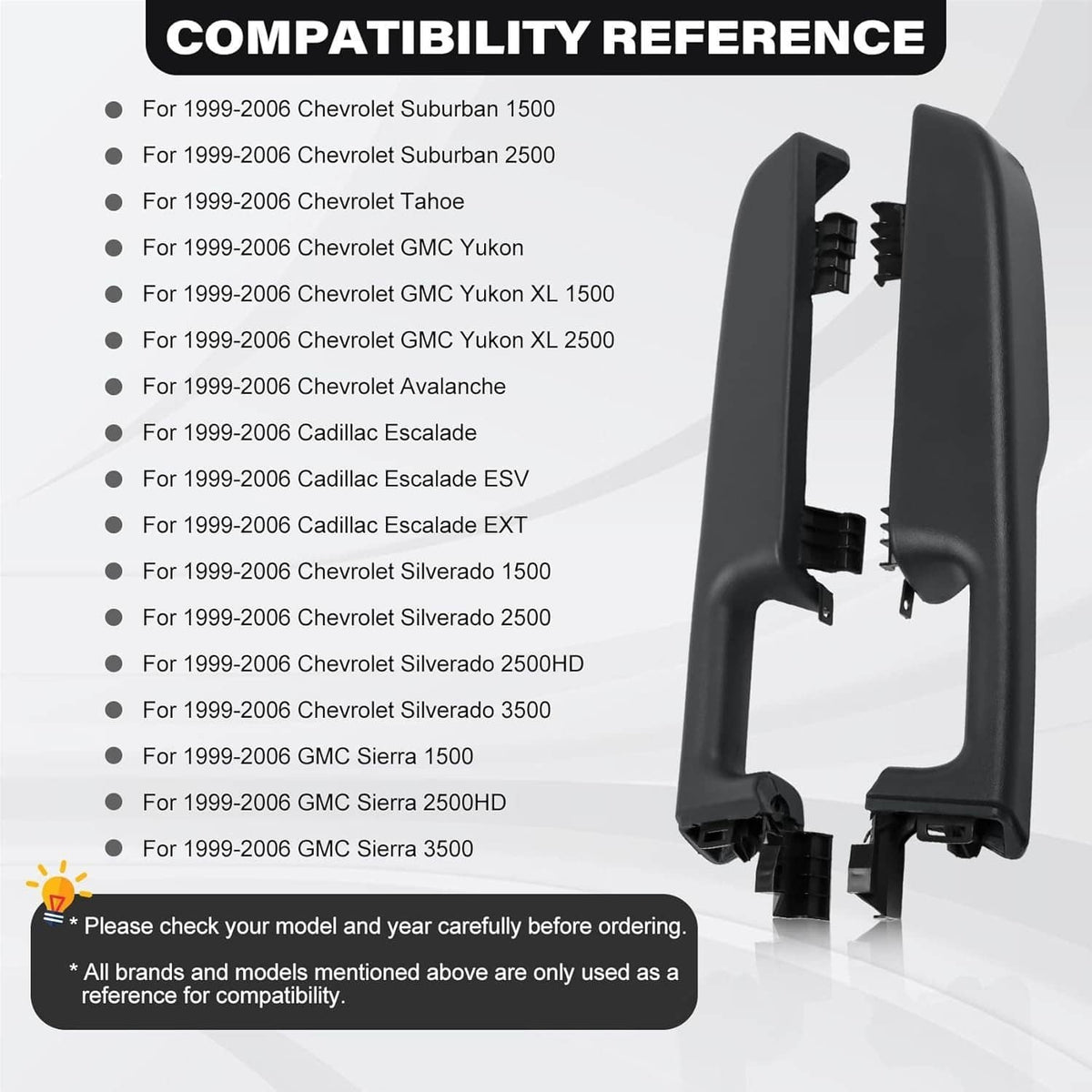 Solidspare Front Left+Right Door Armrest Handle For 1999-06 GMC Yukon Chevy Suburban/Tahoe