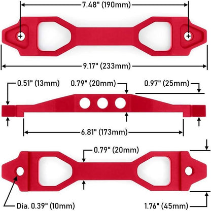 Solidspare Red Aluminum Car Battery Tie Down Mount Bracket Brace Bar & 10 Inch J-Bolts