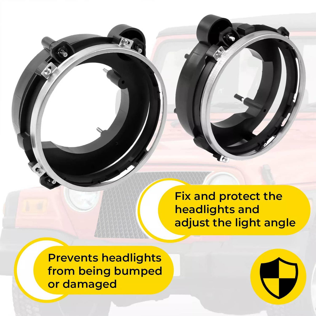 Solid Spare Left & Right Side Headlight Bulb Brackets Buckets For Jeep Wrangler 1997-2006