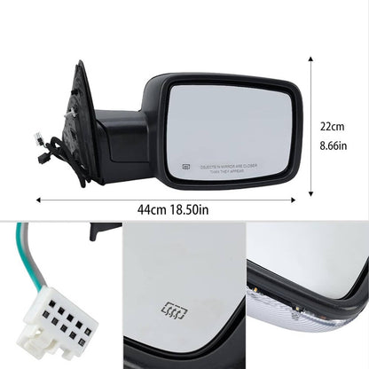Solidspare Right/Passenger Side For 2013-2019 Ram 1500 Manual Fold+Heated+LED Signal Mirror