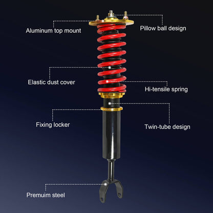 Solidspare 4PCS Front & Rear Coilovers Struts Kit Adj. Height For 1992-2001 Honda Prelude