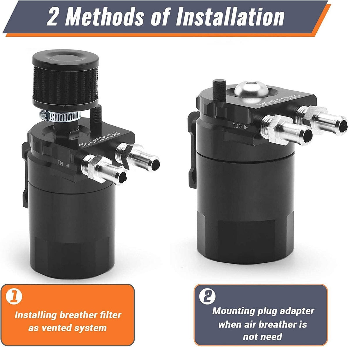 Solidspare Black Oil Catch Can Kit Reservoir Baffled Tank with Breather Filter Universal