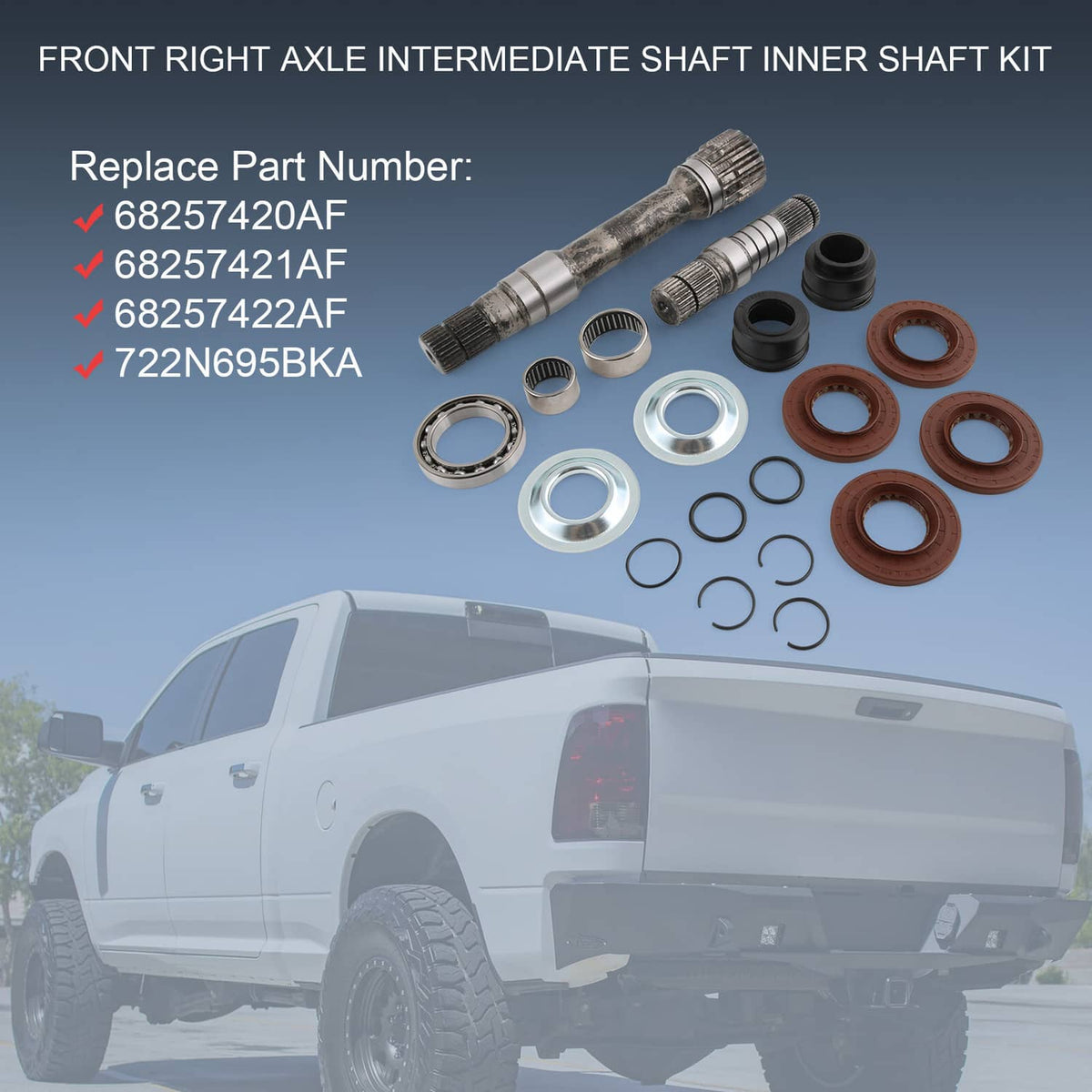 Solidspare Front Right Differential Axle Intermediate Shaft Inner Kit Fits 12-2022 Ram 1500