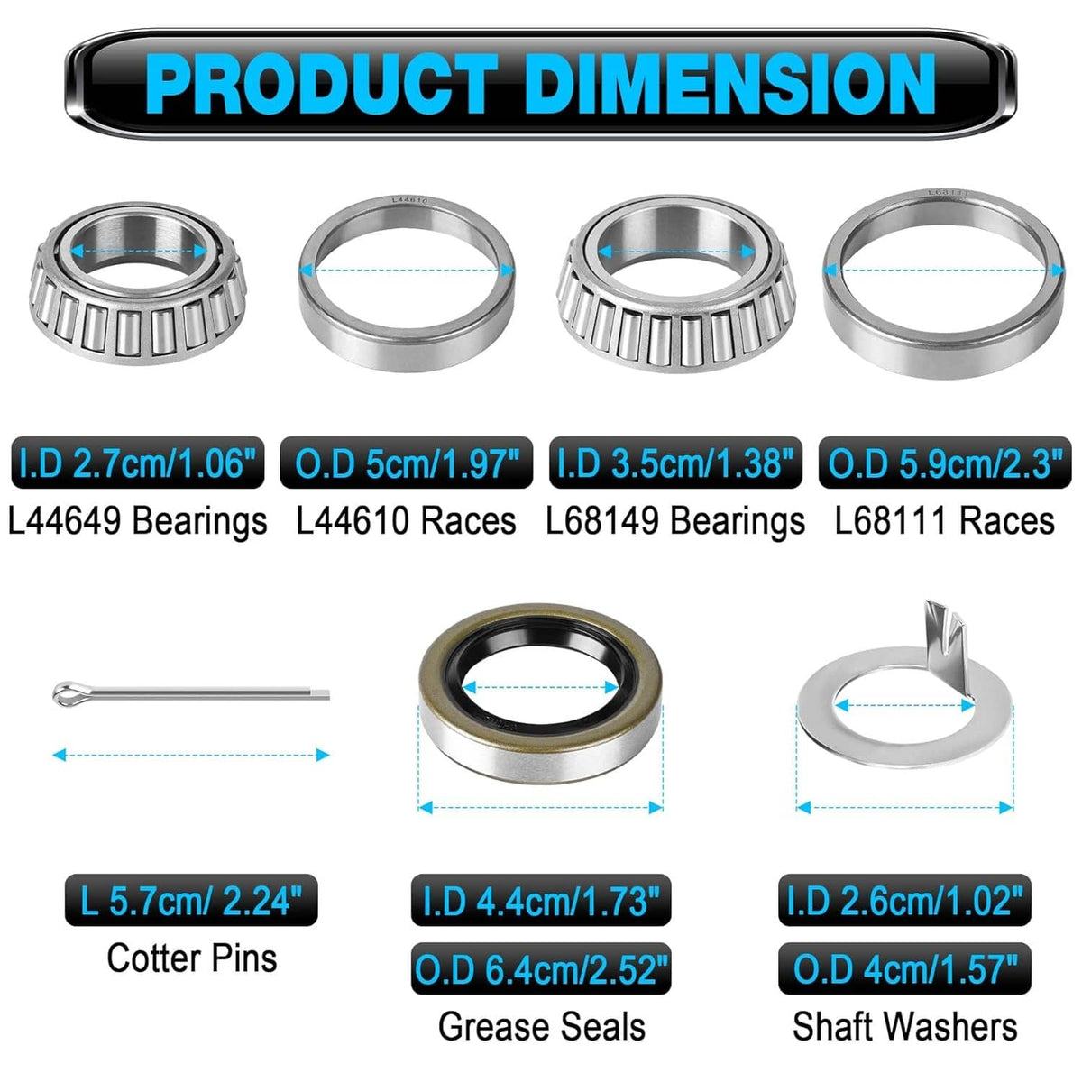 Solidspare 2 Set Trailer Bearing Kit Seals L44649/L44610, L68149/L68111 For 3500# Axle