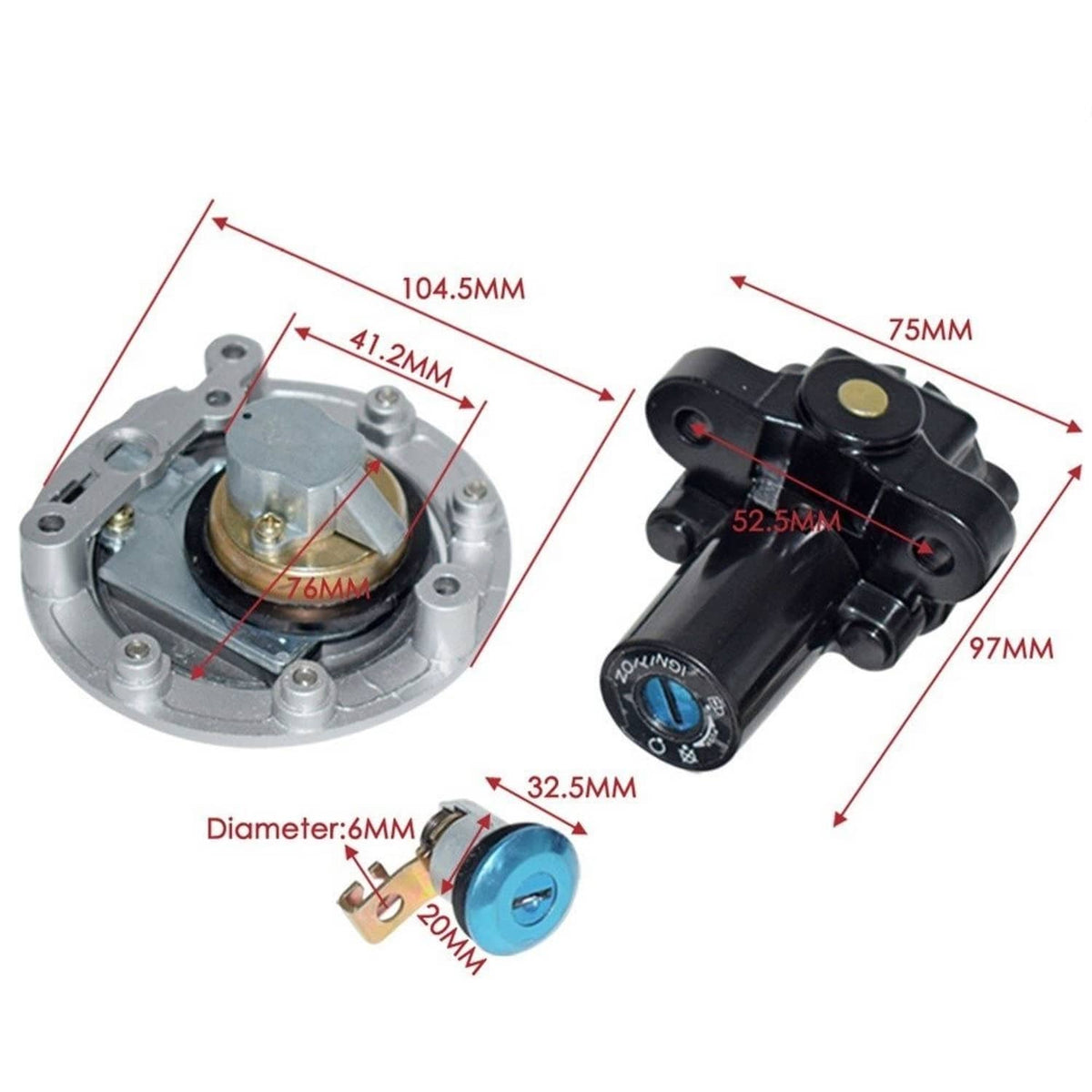 Solidspare US For Yamaha YZF R1 R6 2004-11 Fuel Gas Cap Ignition Switch Seat Lock Key Set