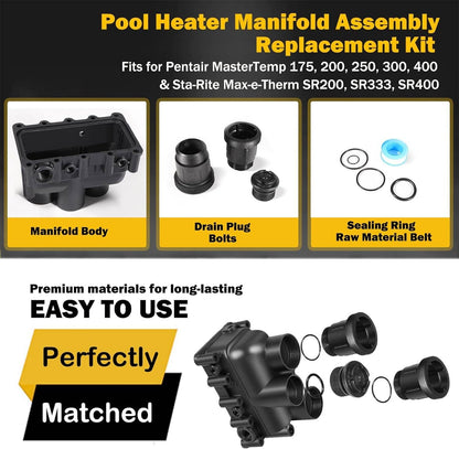 Solid Spare Pool Heater Manifold Assembly Replacement Kit for Pentair MasterTemp 300, 400