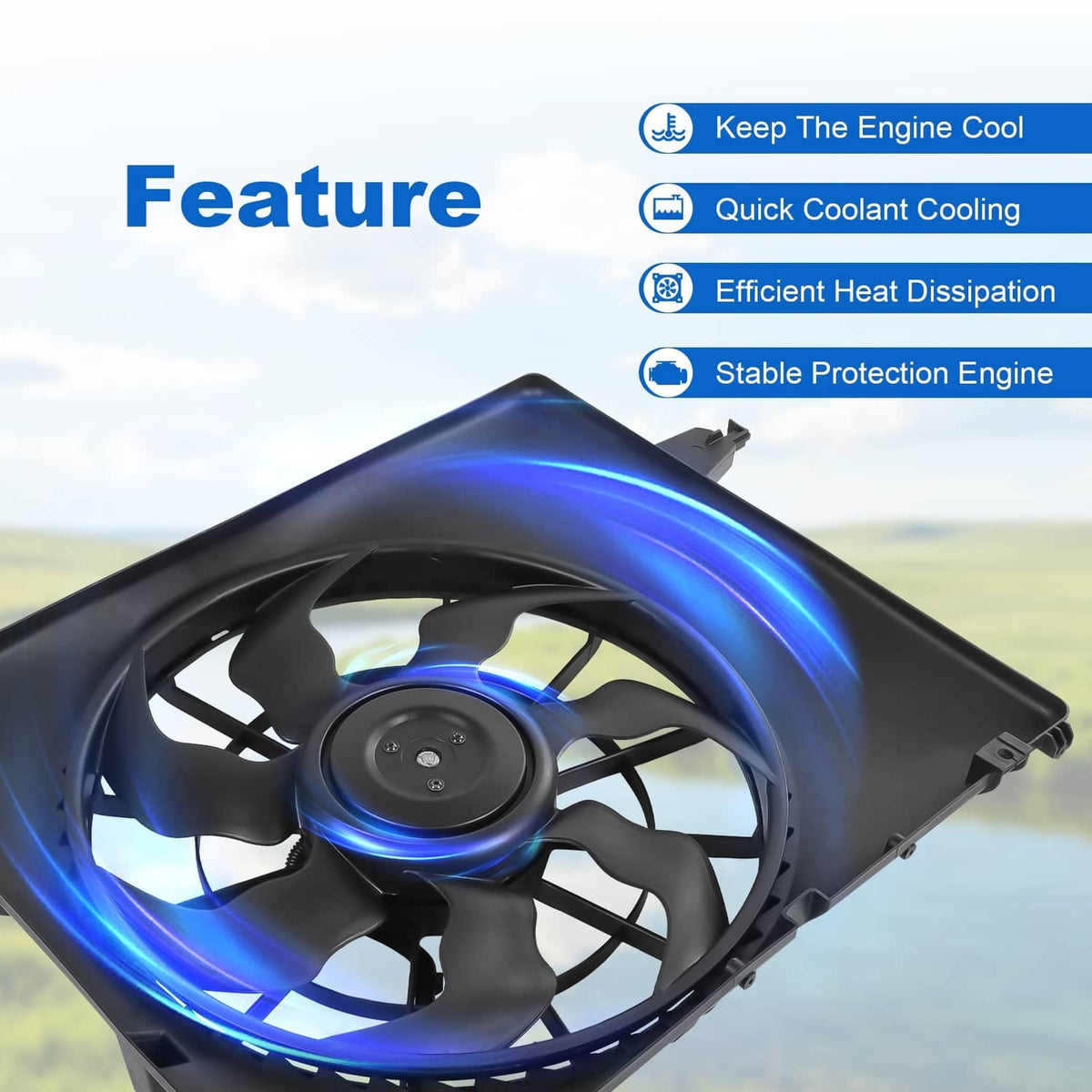 Solidspare Engine Radiator Cooling Fan Assembly For Hyundai Santa Fe kia 2013-2018 620-463