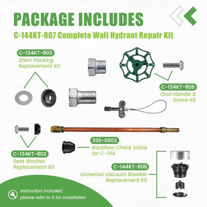 Solidspare Replace for Prier C-144KT-807 Anti-Siphon Freezeless Faucet Repair Kit for C-144