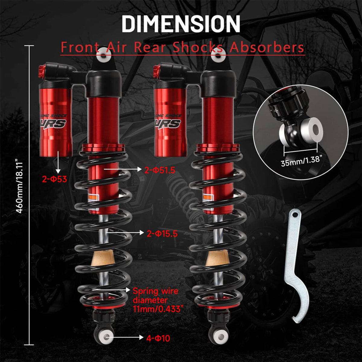 Solidspare Front and Rear Shocks Suspension Kit For Polaris Ranger 1000 Crew / Full Size