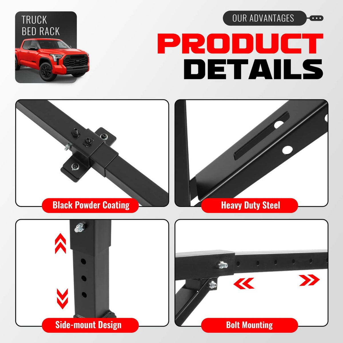 Solid Spare Adjustable Truck Rack Pick up Truck Bed Ladder 250lbs Capacity Extendable Racks
