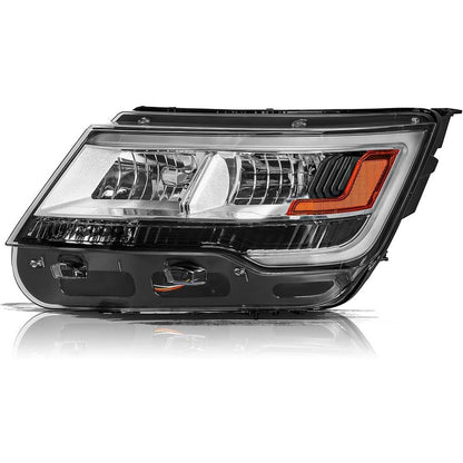 Solidspare Driver Left Side Headlight w/ LED DRL For 2016-2019 Ford Explorer Chrome Housing
