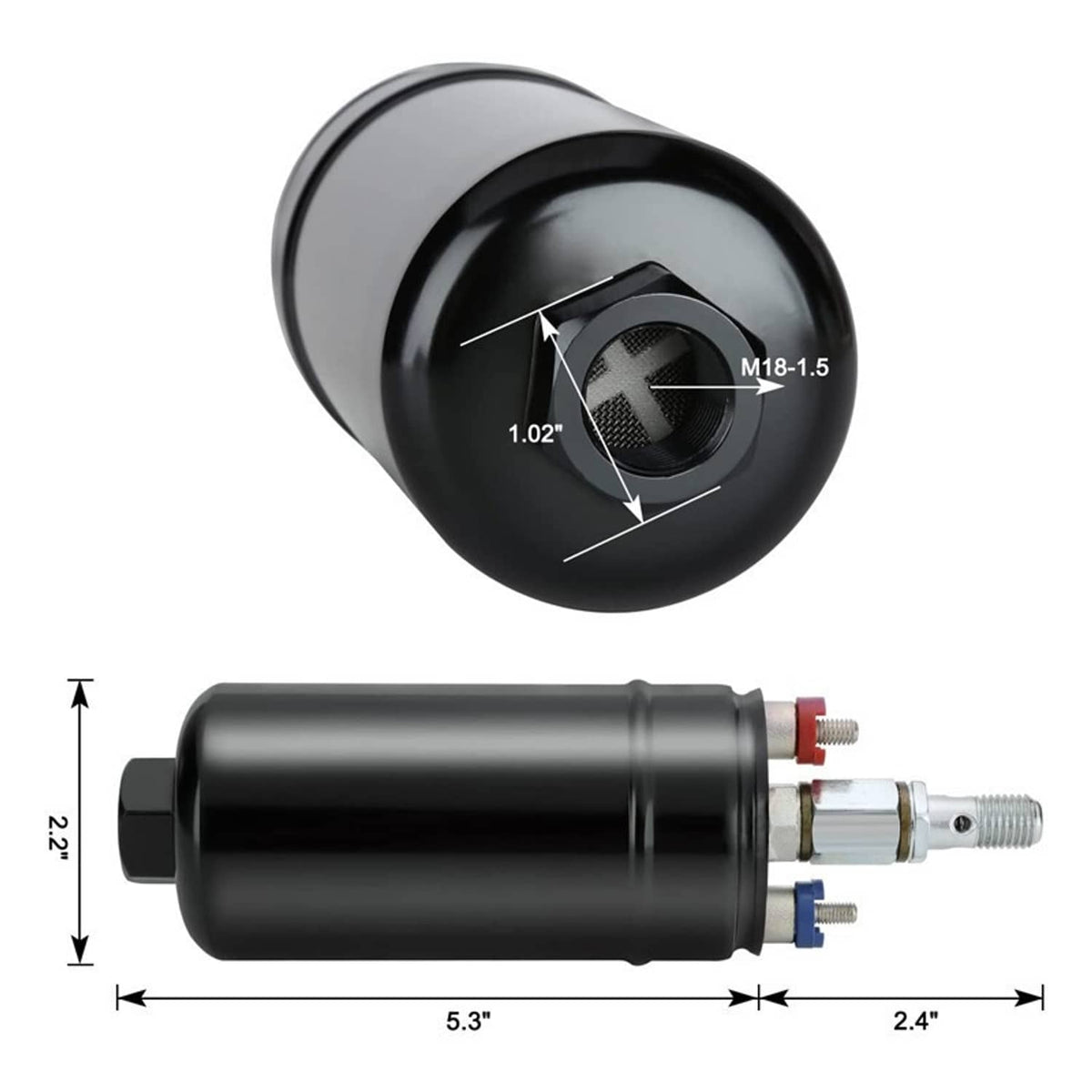Solidspare Universal 300LPH External Inline Electric High Pressure Fuel Pump E85 0580254044