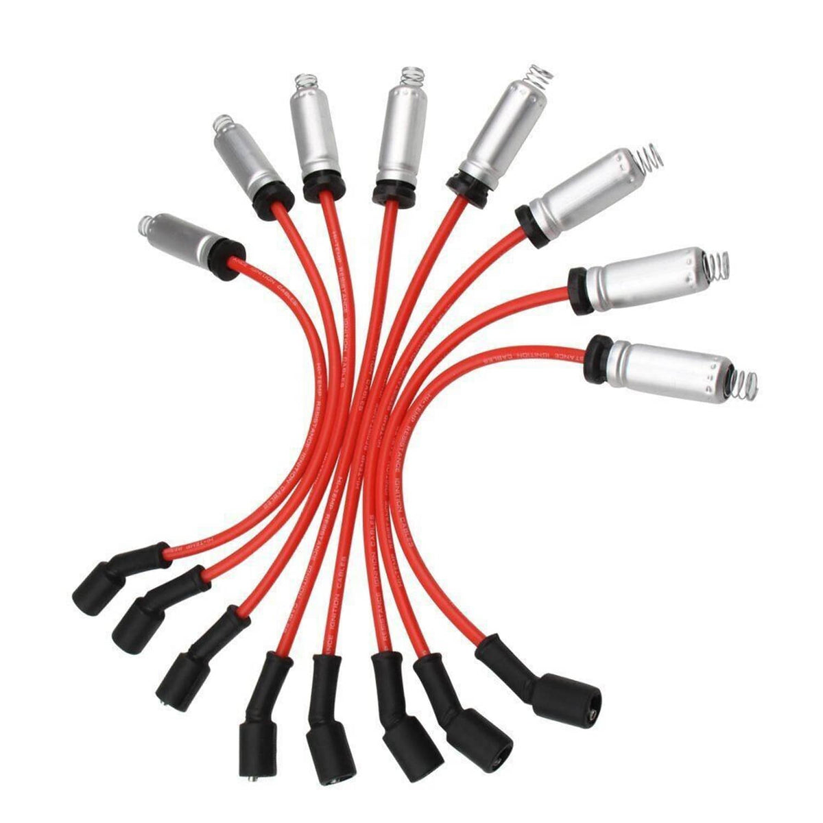 Solidspare 8 Set Round Ignition Coil and Spark Plug Wire For Chevy Silverado 1500 2500 GMC