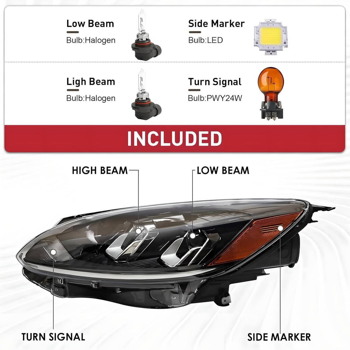 Solidspare Left Driver Side Halogen Headlight Assy w/Bulb For Ford Escape 2020 2021 2022
