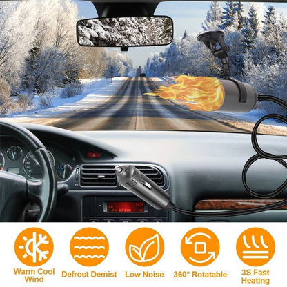Solidspare Electric Car Heated Hot Air Portable Defogger Defroster W/ Windshield Holder US