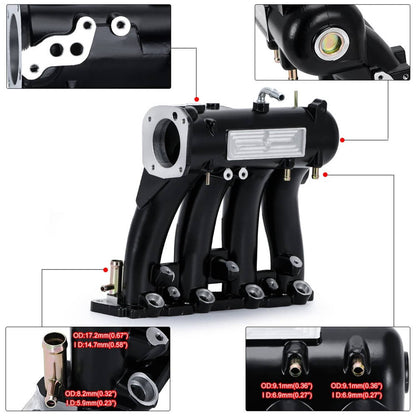 Solidspare Black Intake Manifold For 1988-2000 Honda Civic Del Sol D15A2 D16Y8 D-Series