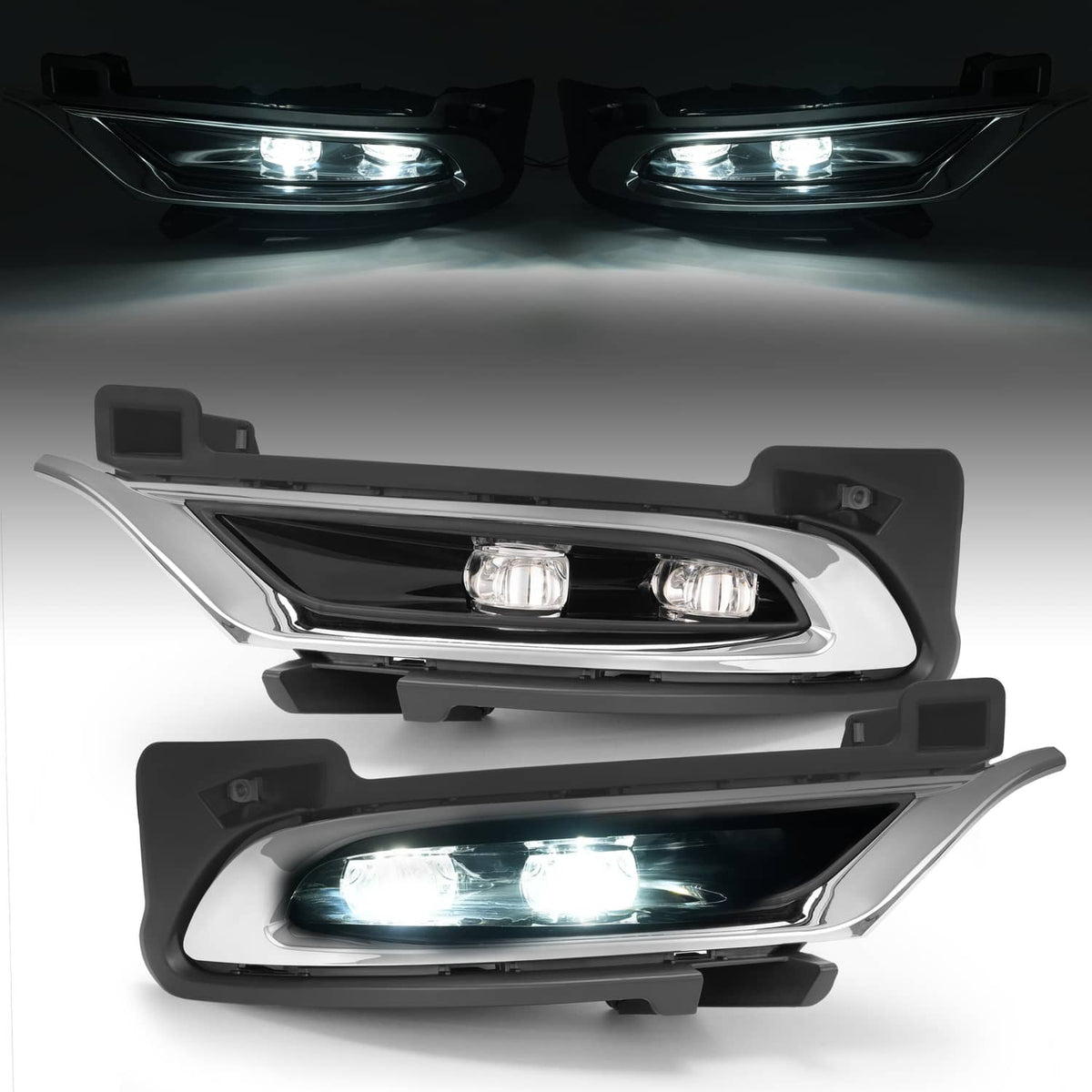 Solid Spare Pair LED Chrome Fog Lights Driver Passenger Side For Chrysler 300 2015-2024 2021