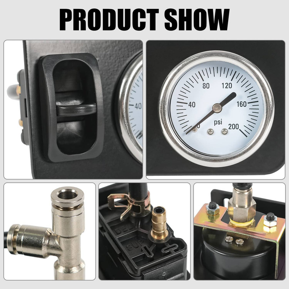 Solidspare Single Air Gauge Control Kit For In-Cab Air Suspension System with Paddle Switch