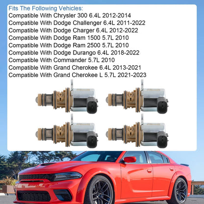 Solidspare 4PC Multiple Displacement Solenoid 53022298AA For 10-23 Dodge Ram Jeep 5.7L 6.4L