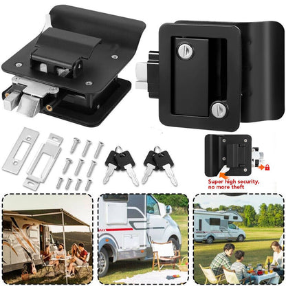 Solidspare 2Pcs Black RV Paddle Entry Door Lock Latch Handle Knob Deadbolt Camper Trailer