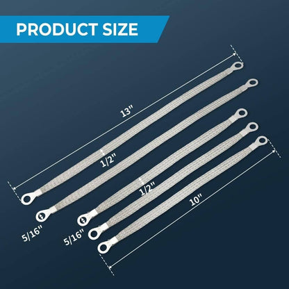 Solidspare 5× Universal Automotive Ground Strap Tinned Copper Car Engine Ground Strap Cable