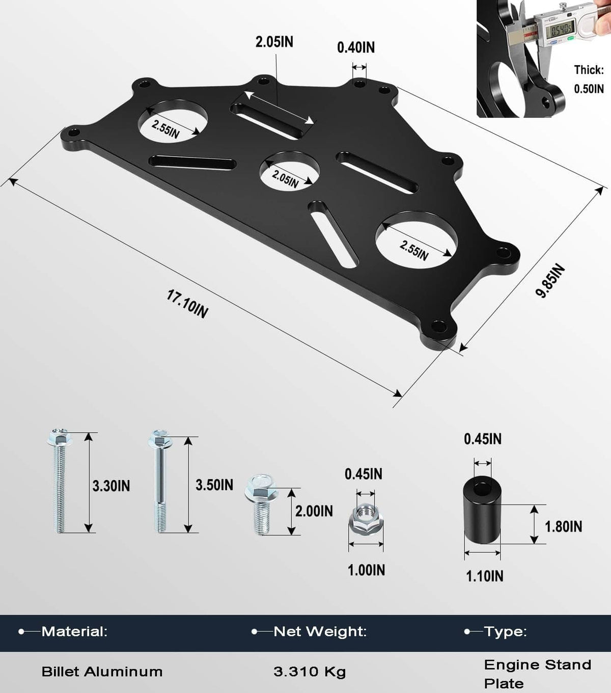 Solid Spare Engine Safe Stand Adapter Plate for Chevy Small/Big Block Duramax SBC BBC LS LT