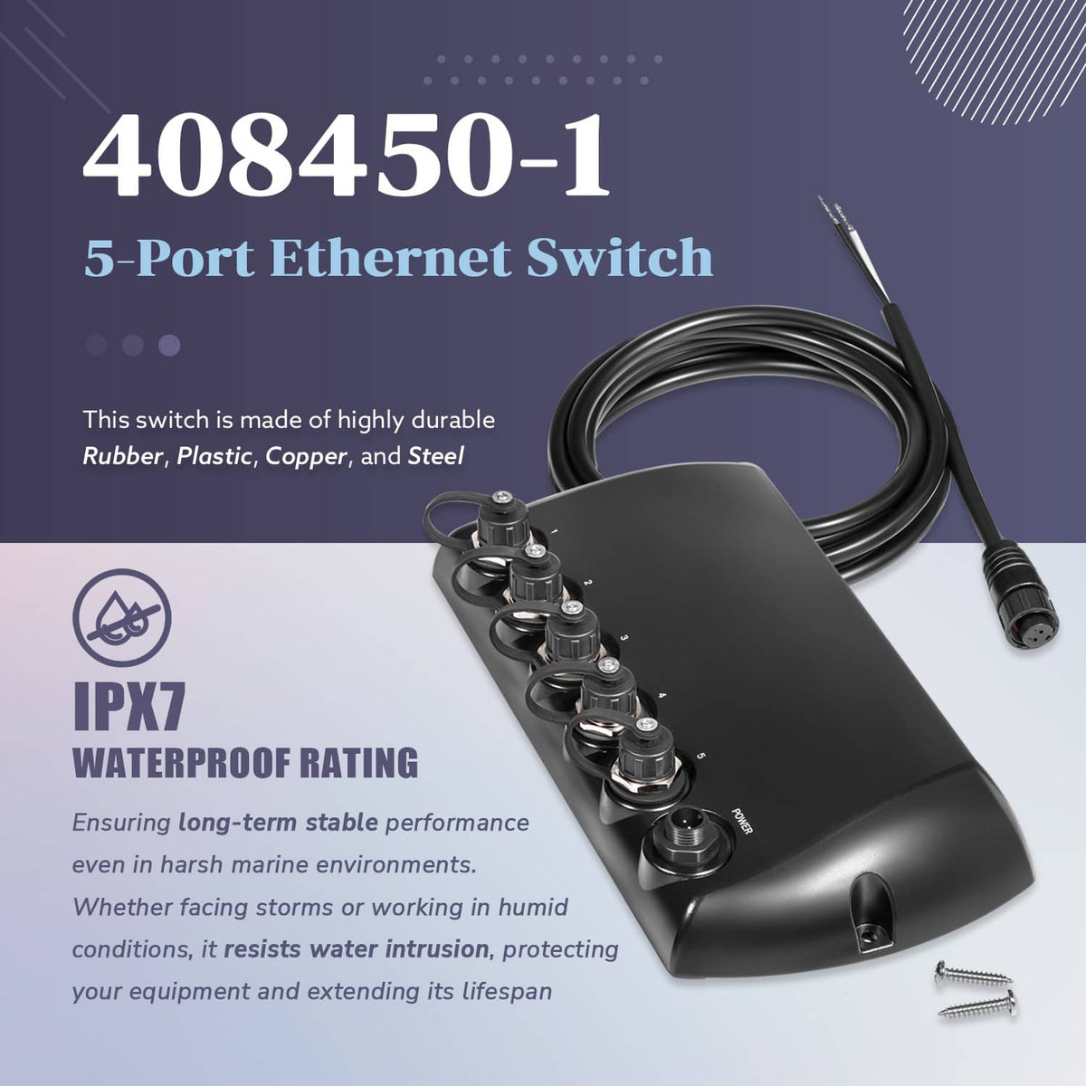 Solidspare 408450-1 5 Port Ethernet Switch, Black - Replace for Humminbird AS ETH 5PXG