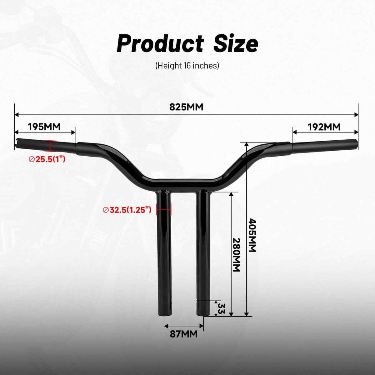 Solidspare 16'' Rise MX-T Bars Handlebar Fit For 1996-UP Harley Dyna Sportster 1200 Softail