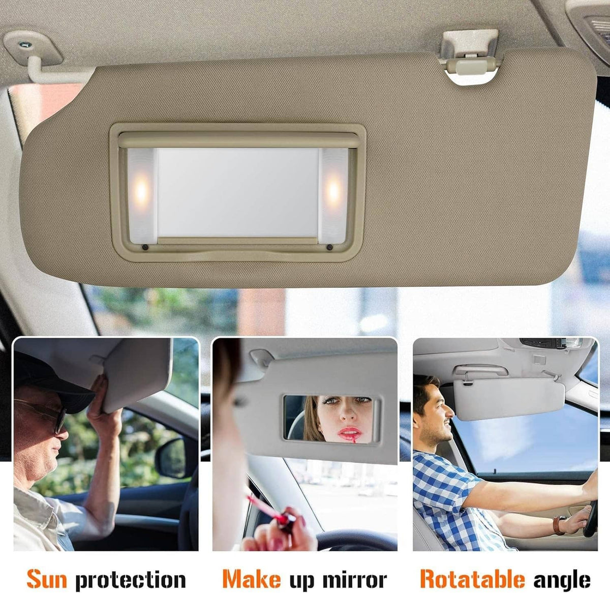 Solidspare Left Driver Side Sun Visor Beige w/Mirror & Light For 2017-2022 Honda CR-V CRV