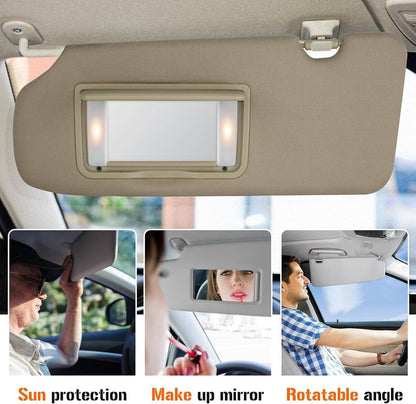 Solidspare Left Driver Side Sun Visor Beige w/Mirror & Light For 2017-2022 Honda CR-V CRV