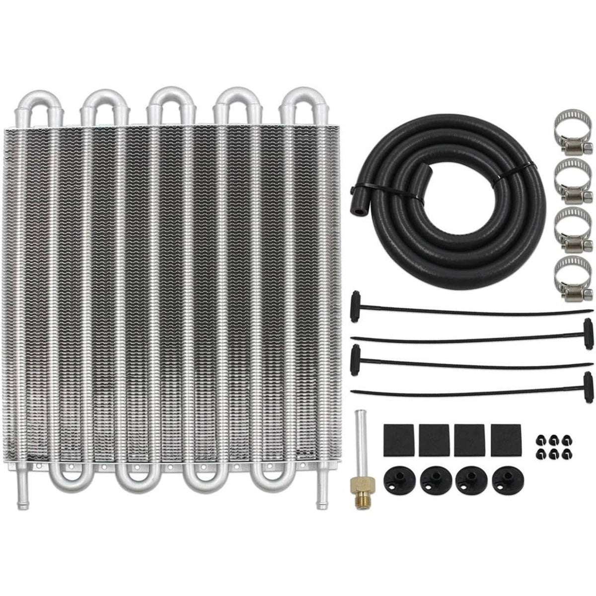 Solidspare 10 Rows Universal Aluminum Remote Transmission Oil Cooler Radiator Converter Kit