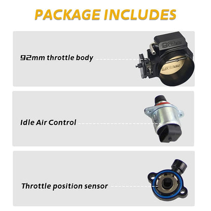 Solidspare 92MM Black Throttle body+TPS IAC+Bracket For Chevy GM Gen III LSX LS LS1 LS2 LS7