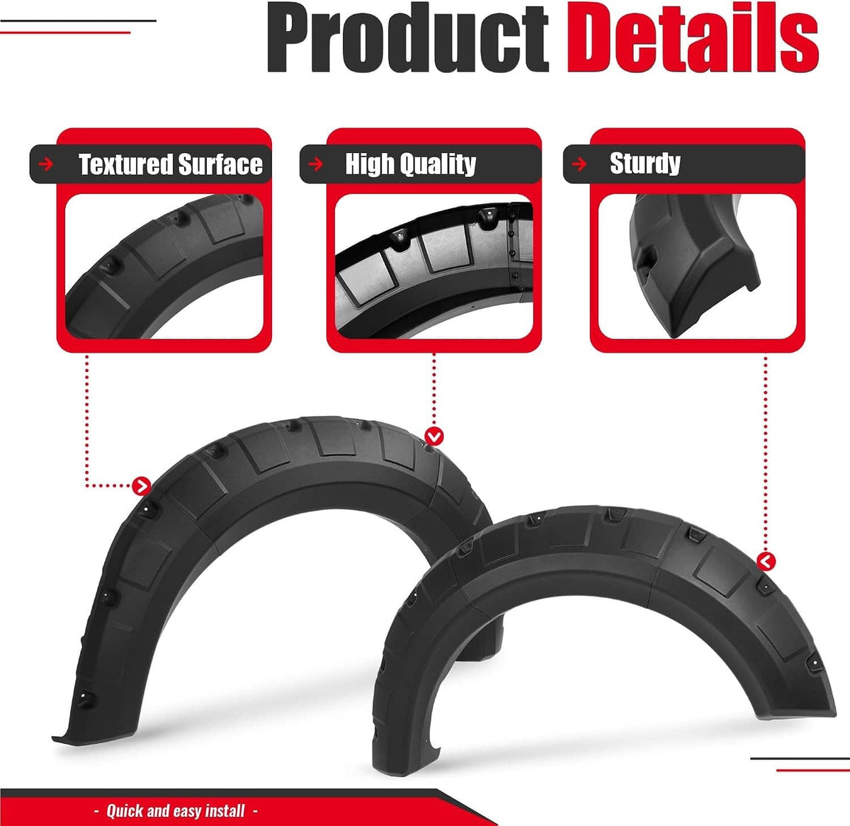 Solid Spare [4PCS] Pocket Riveted Wheel Fender Flare For 2009-2014 Ford F150 F-150 Styleside