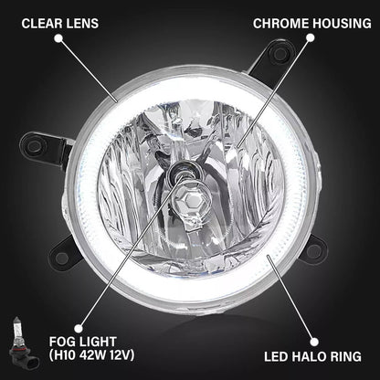 Solid Spare For Ford Mustang GT 2005-2009 Clear Halo Fog Lights Driving Bumper Lamps Pair