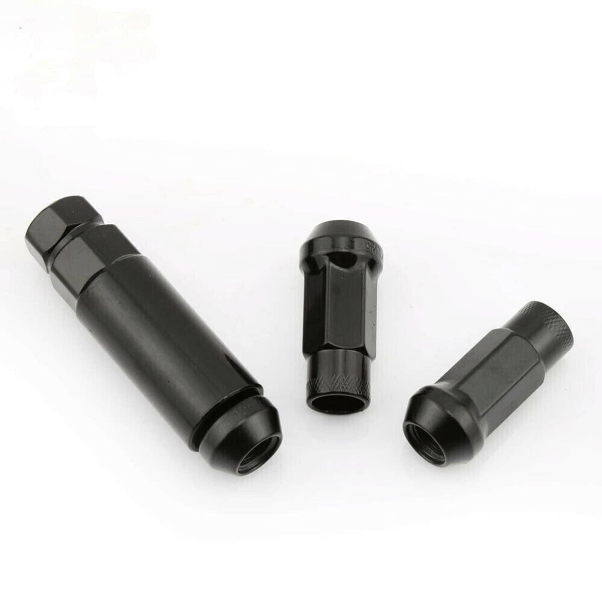 Solidspare 20Pcs M12x1.5mm Extended Steel Open Ended wheel Lug Nuts For Toyota Honda Black