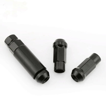 Solidspare 20Pcs M12x1.5mm Extended Steel Open Ended wheel Lug Nuts For Toyota Honda Black