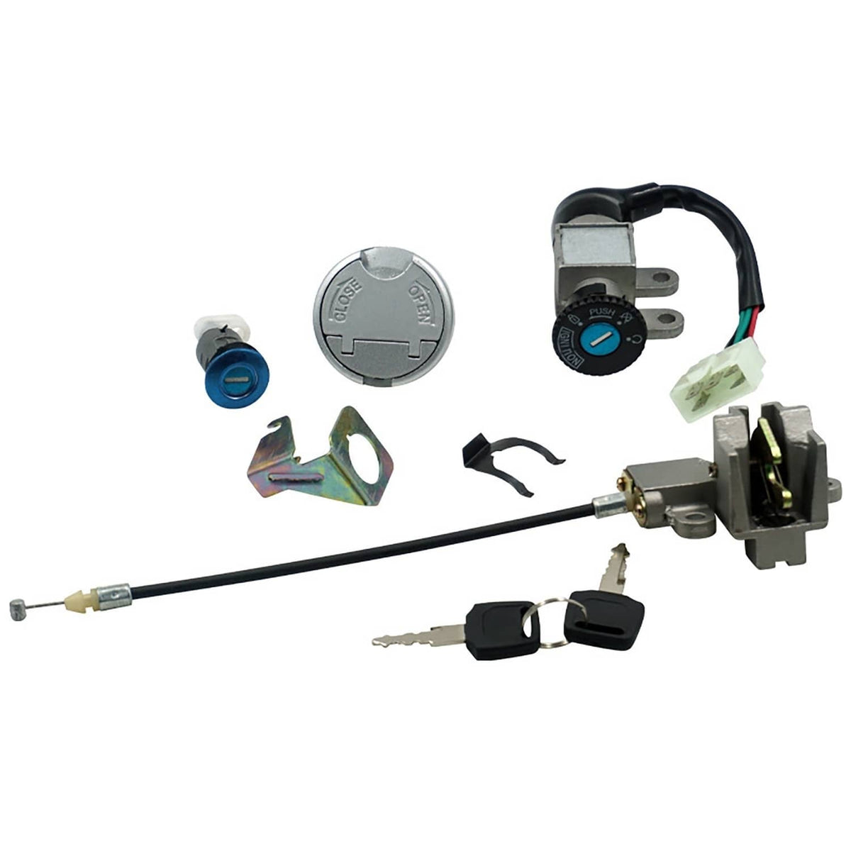 Solidspare Ignition Switch Key Lock Gas Tank Cap Set Compatible for GY6 50cc Scooter Moped