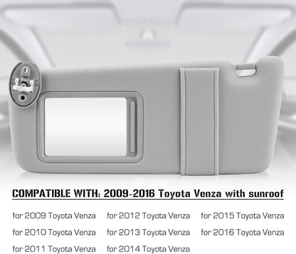 Solidspare Sun Visor W/ Sunroof Left Driver Side For 2009-2016 Toyota Venza 74320-0T022-B1